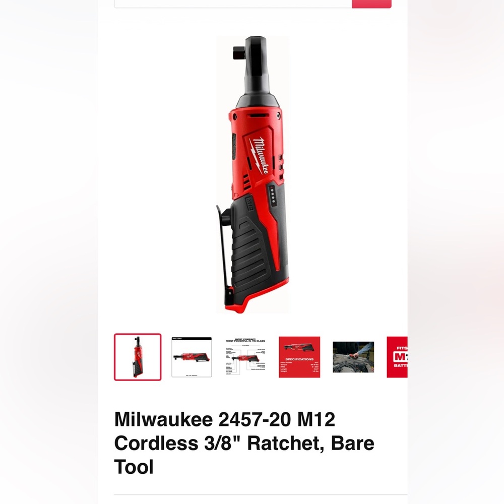 Milwaukee M12 Cordless Ratchet Tool in Red